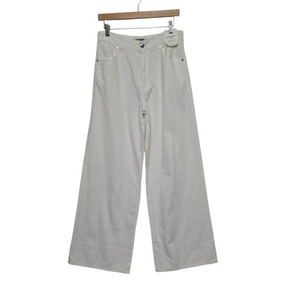 NWT Madewell The Superwide-Leg Jeans 28 High Rise Cotton in True White Stretch